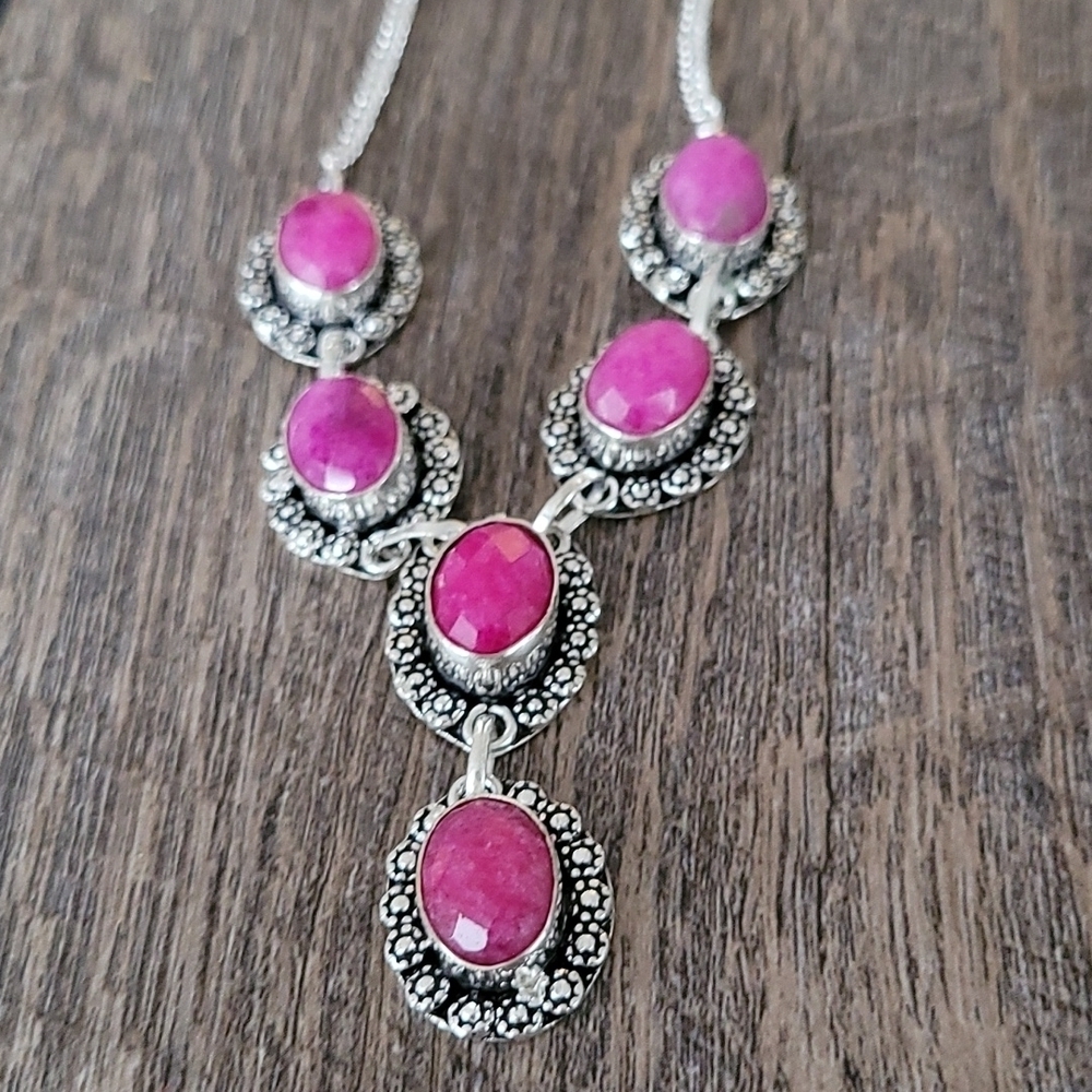 Artisan Hot pink chalcedony Necklace